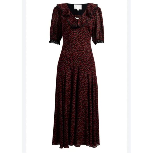 New! Reformation Evra Lace Trim Maxi Dress in Rowan Sz 12 $278 - Picture 1 of 6